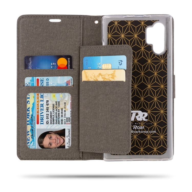For Galaxy Note 10+ ROAR Shockproof PU + TPU Horizontal Flip Leather Case with Holder & Card Slots