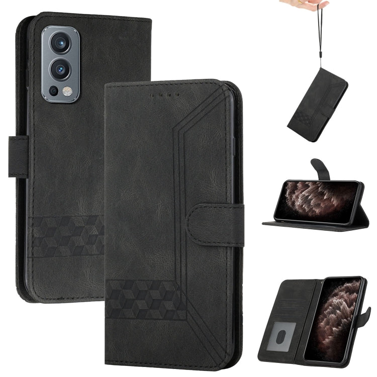 Cubic Skin Feel Flip Leather Phone Case For OnePlus Nord 2 5G