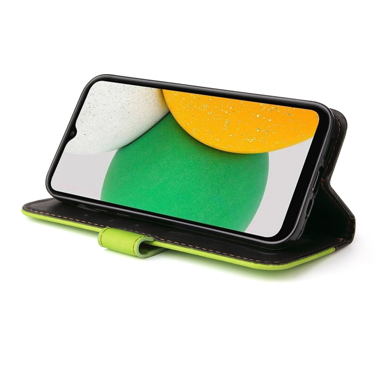 For Samsung Galaxy A03 EU Version Stitching-Color Flip Leather Phone Case with Holder