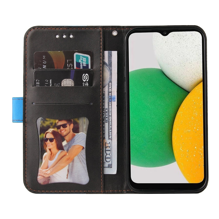 For Samsung Galaxy A03 EU Version Stitching-Color Flip Leather Phone Case with Holder