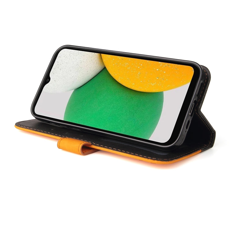 For Samsung Galaxy A03 EU Version Stitching-Color Flip Leather Phone Case with Holder