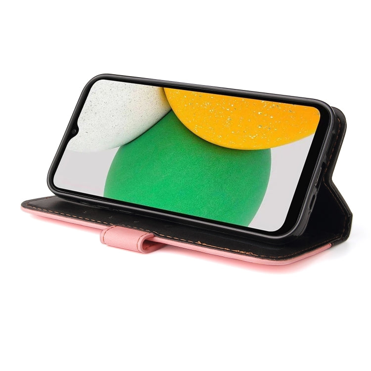 For Samsung Galaxy A03 EU Version Stitching-Color Flip Leather Phone Case with Holder