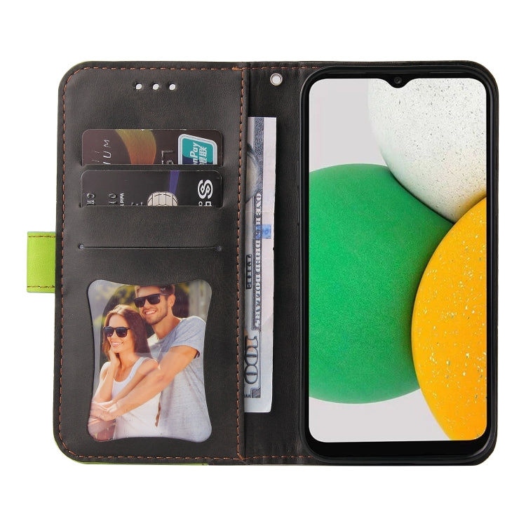 For Samsung Galaxy A03 Global Stitching-Color Flip Leather Phone Case with Holder