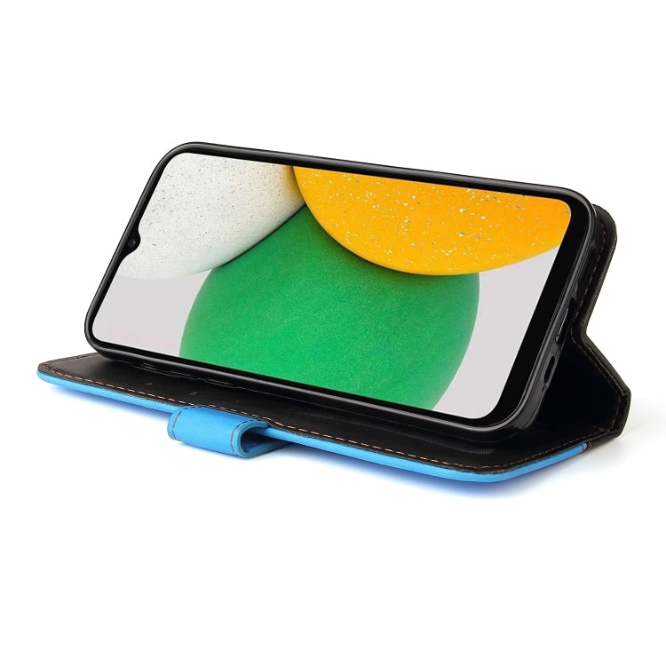 For Samsung Galaxy A03 Global Stitching-Color Flip Leather Phone Case with Holder
