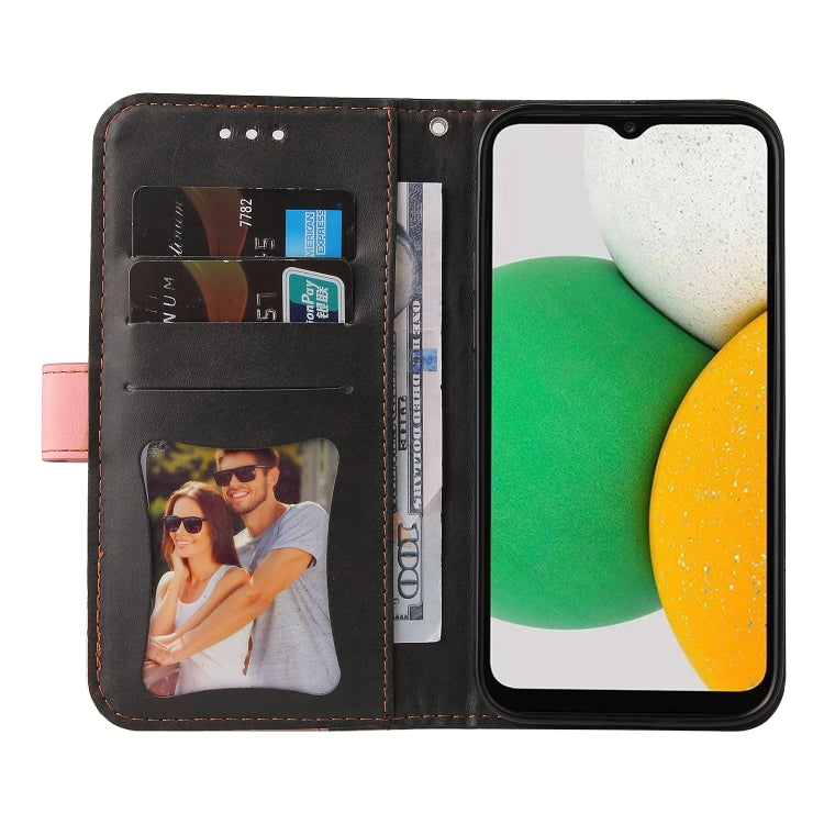 For Samsung Galaxy A03 Global Stitching-Color Flip Leather Phone Case with Holder