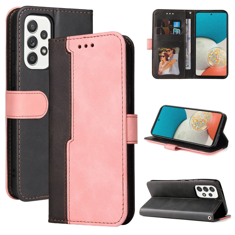 For Samsung Galaxy A53 5G Stitching-Color Flip Leather Phone Case with Holder