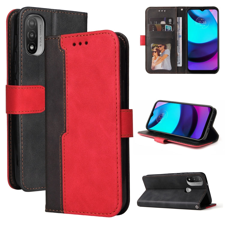For Motorola Moto E40 / E30 / E20 Stitching-Color Flip Leather Phone Case with Holder