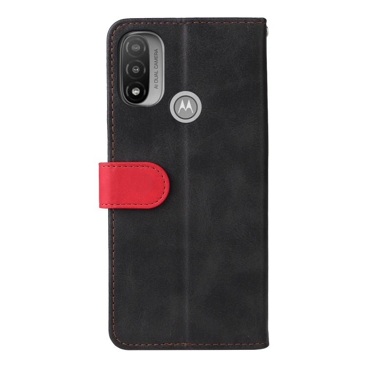For Motorola Moto E40 / E30 / E20 Stitching-Color Flip Leather Phone Case with Holder