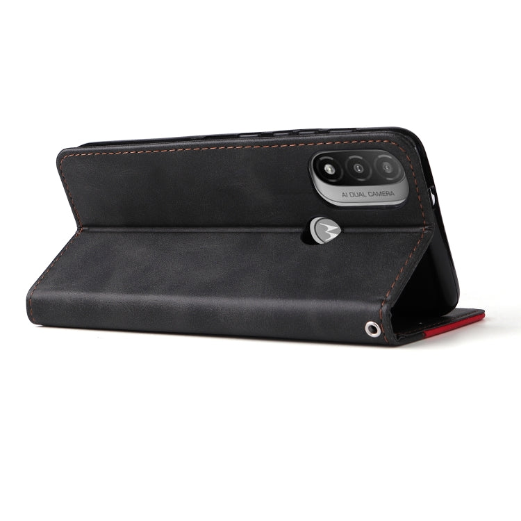 For Motorola Moto E40 / E30 / E20 Stitching-Color Flip Leather Phone Case with Holder