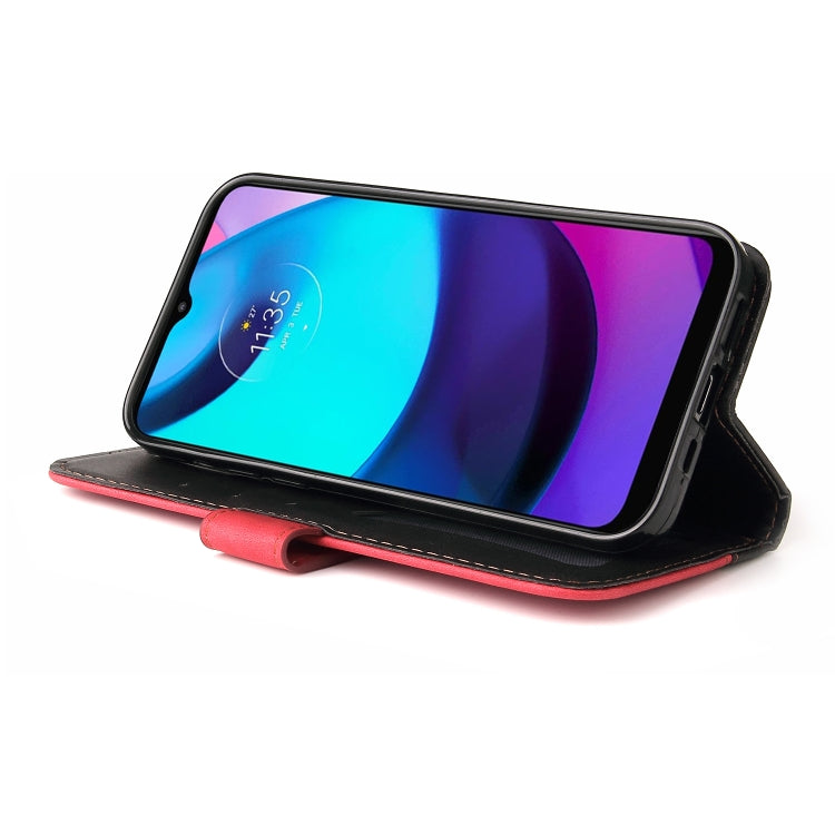 For Motorola Moto E40 / E30 / E20 Stitching-Color Flip Leather Phone Case with Holder