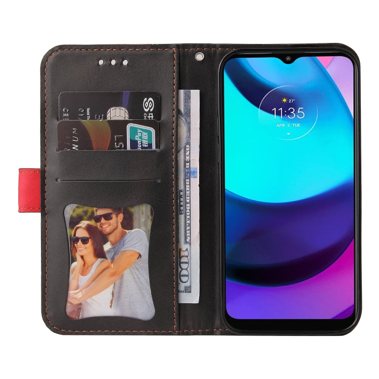 For Motorola Moto E40 / E30 / E20 Stitching-Color Flip Leather Phone Case with Holder