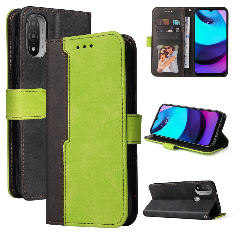 For Motorola Moto E40 / E30 / E20 Stitching-Color Flip Leather Phone Case with Holder