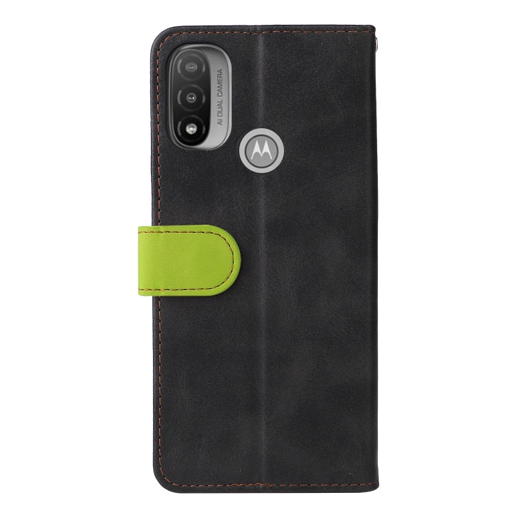 For Motorola Moto E40 / E30 / E20 Stitching-Color Flip Leather Phone Case with Holder