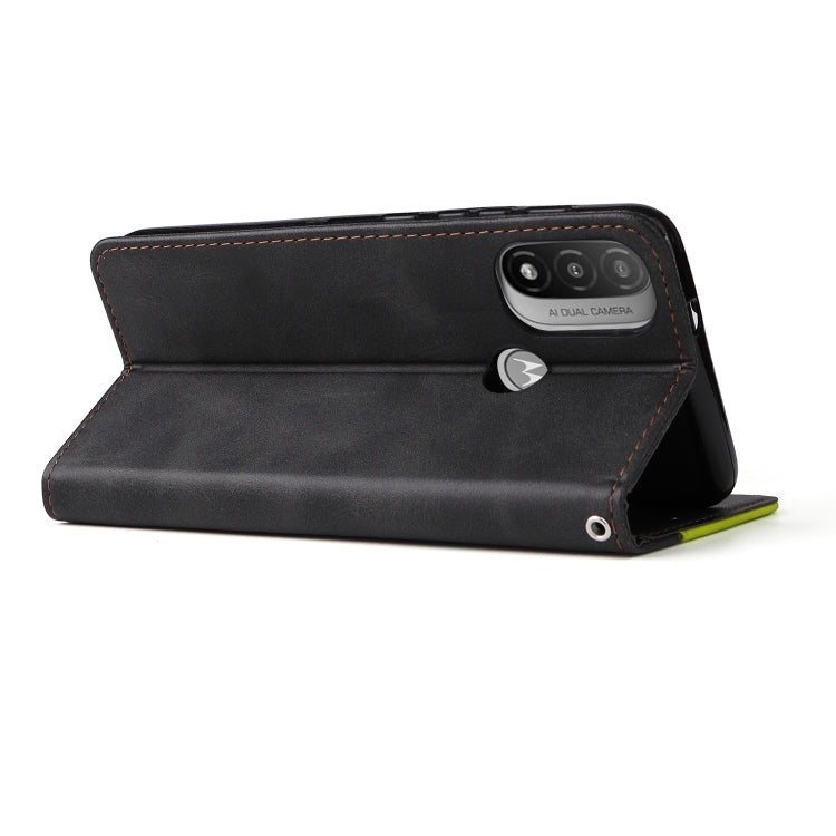For Motorola Moto E40 / E30 / E20 Stitching-Color Flip Leather Phone Case with Holder