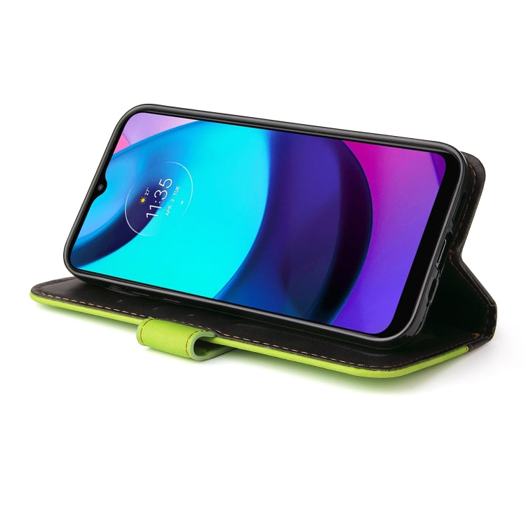 For Motorola Moto E40 / E30 / E20 Stitching-Color Flip Leather Phone Case with Holder