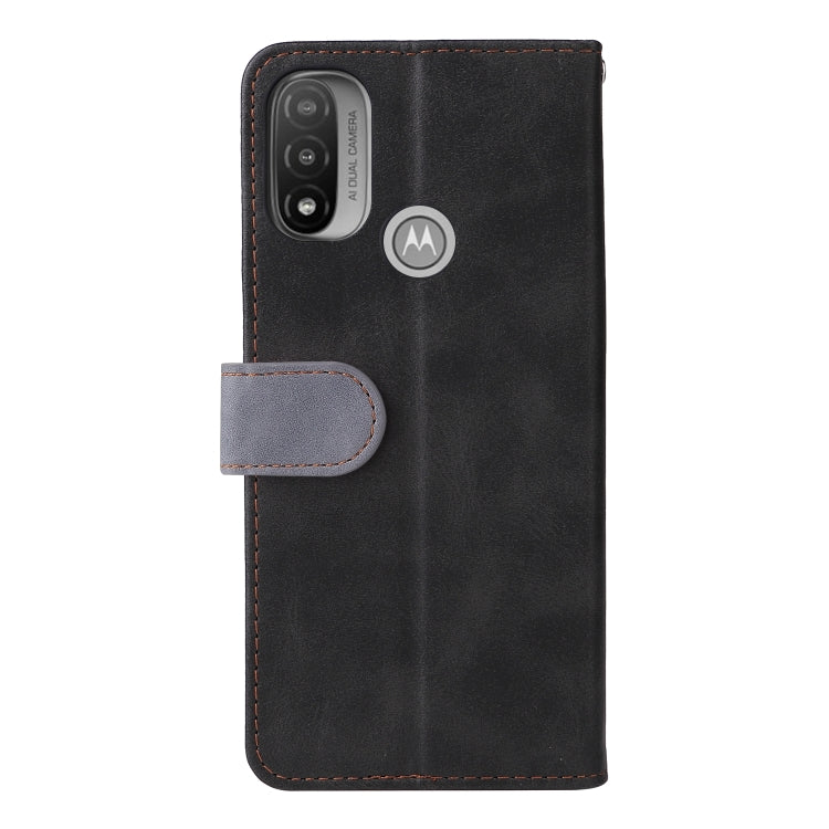 For Motorola Moto E40 / E30 / E20 Stitching-Color Flip Leather Phone Case with Holder