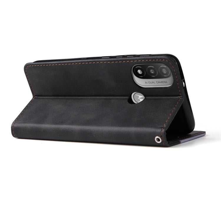 For Motorola Moto E40 / E30 / E20 Stitching-Color Flip Leather Phone Case with Holder