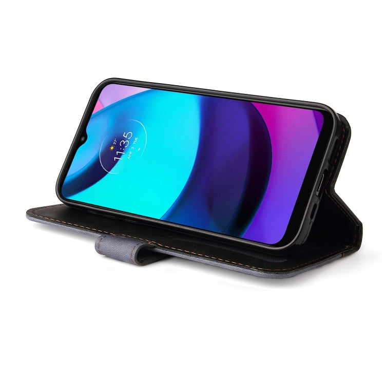 For Motorola Moto E40 / E30 / E20 Stitching-Color Flip Leather Phone Case with Holder