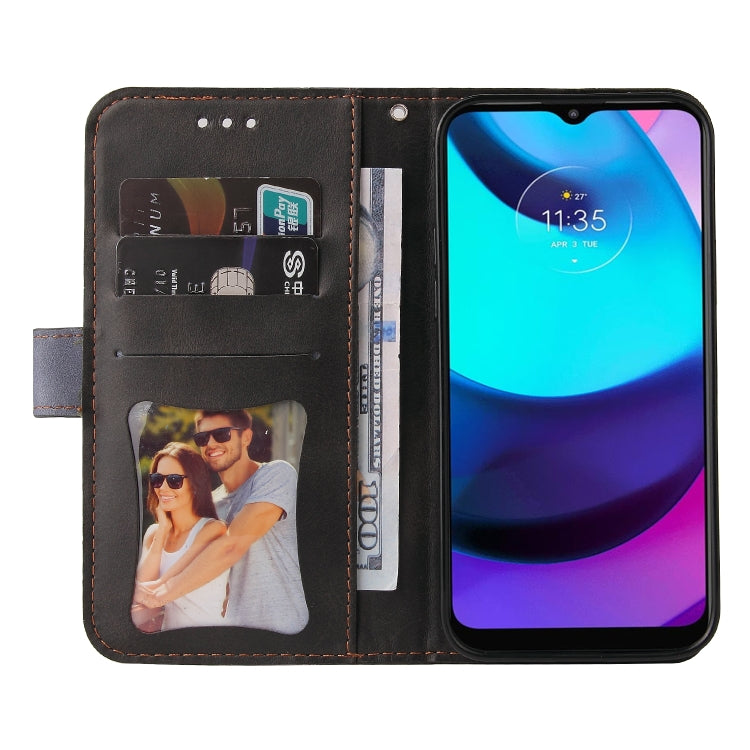 For Motorola Moto E40 / E30 / E20 Stitching-Color Flip Leather Phone Case with Holder