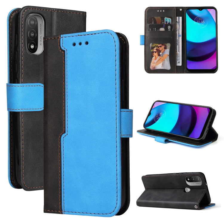 For Motorola Moto E40 / E30 / E20 Stitching-Color Flip Leather Phone Case with Holder