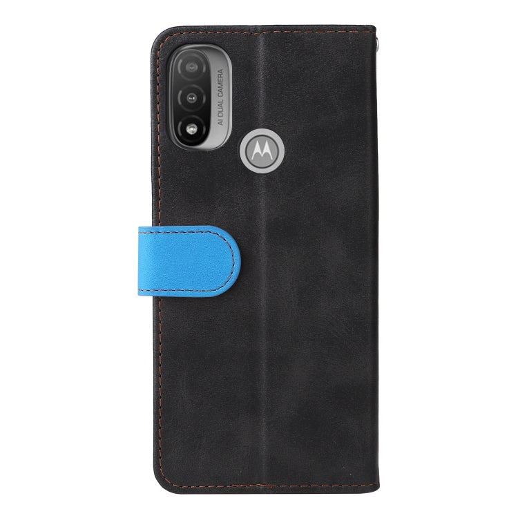 For Motorola Moto E40 / E30 / E20 Stitching-Color Flip Leather Phone Case with Holder