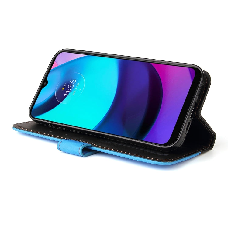 For Motorola Moto E40 / E30 / E20 Stitching-Color Flip Leather Phone Case with Holder