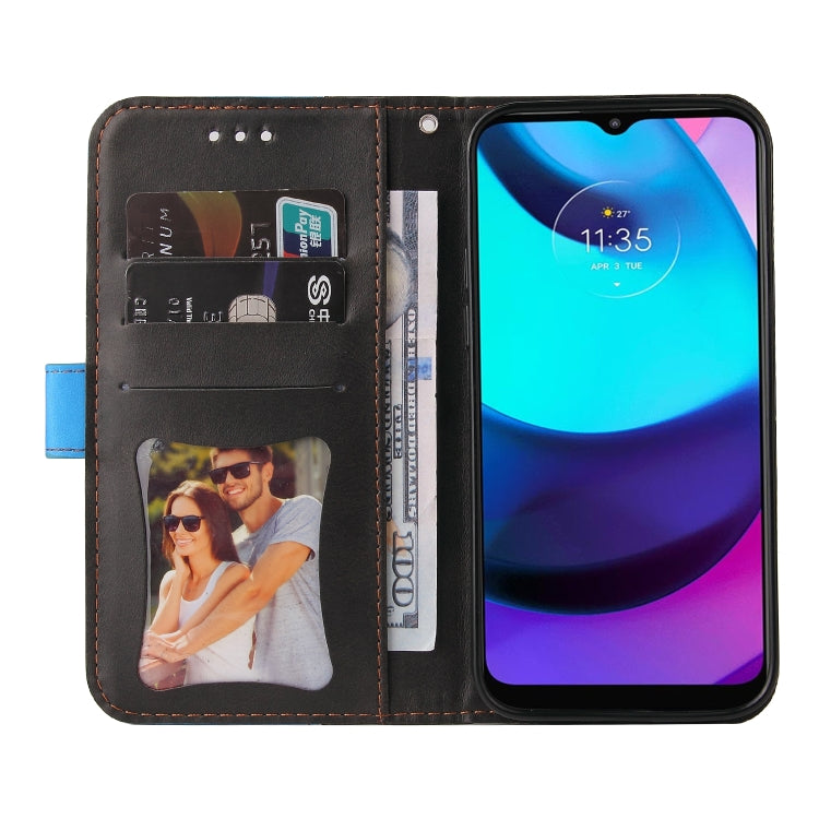 For Motorola Moto E40 / E30 / E20 Stitching-Color Flip Leather Phone Case with Holder