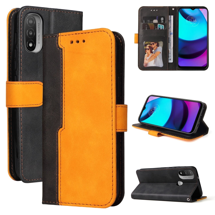 For Motorola Moto E40 / E30 / E20 Stitching-Color Flip Leather Phone Case with Holder