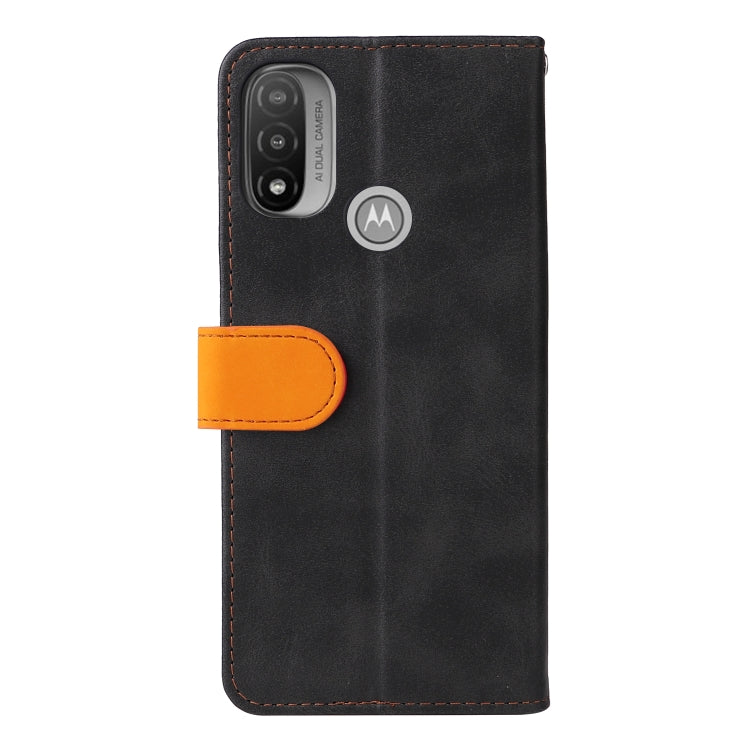 For Motorola Moto E40 / E30 / E20 Stitching-Color Flip Leather Phone Case with Holder