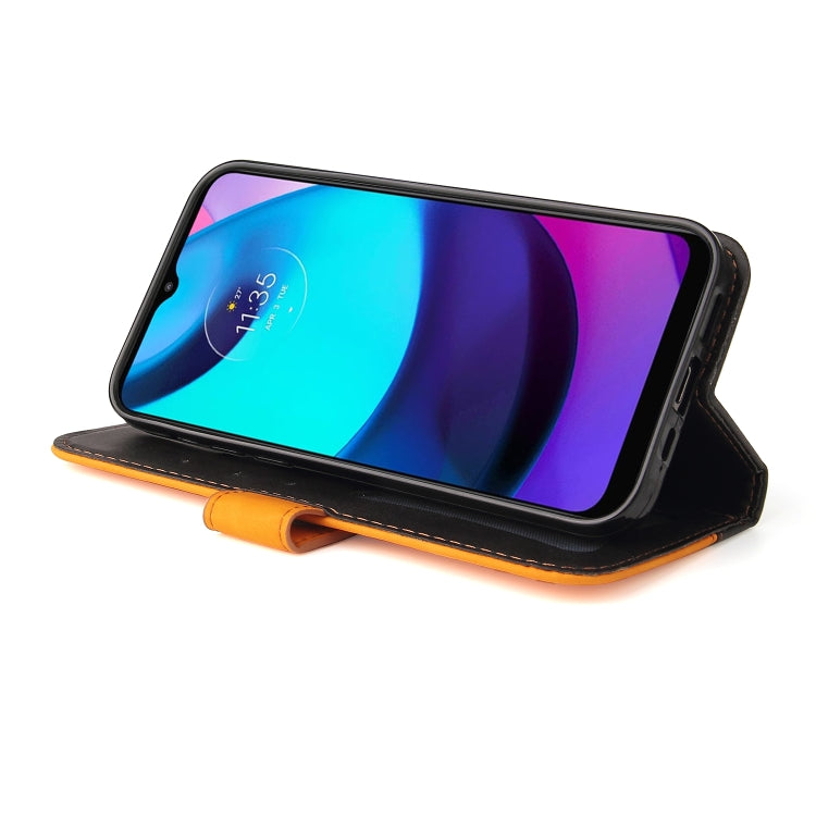 For Motorola Moto E40 / E30 / E20 Stitching-Color Flip Leather Phone Case with Holder