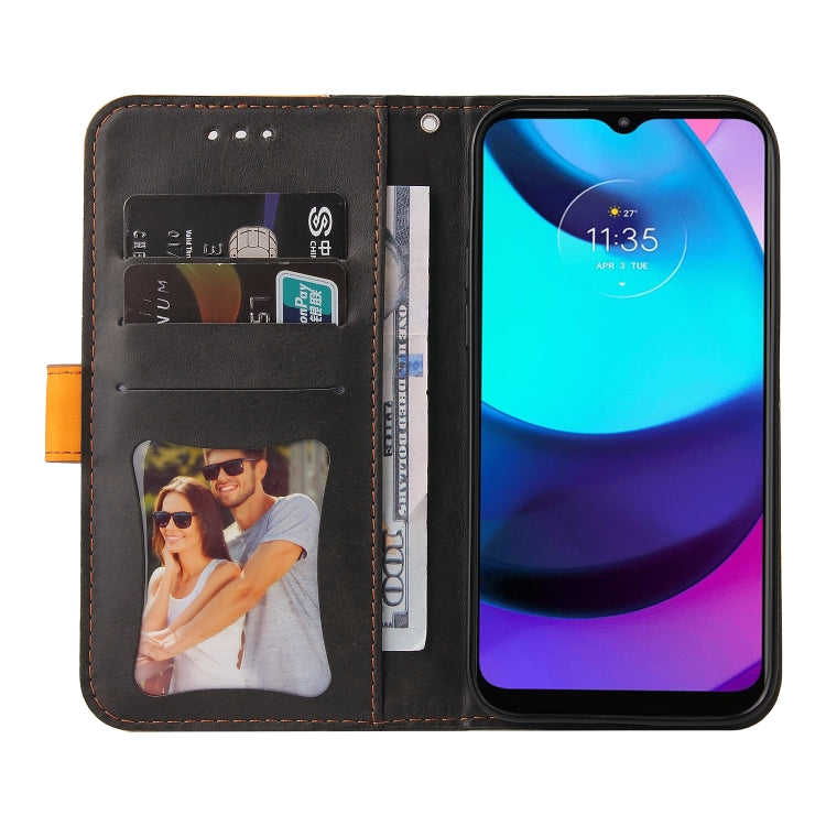 For Motorola Moto E40 / E30 / E20 Stitching-Color Flip Leather Phone Case with Holder