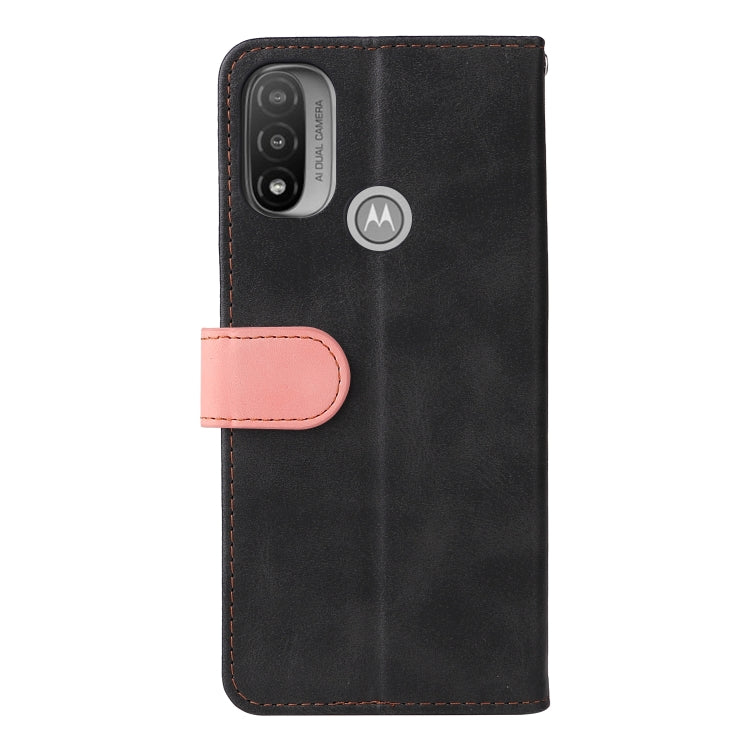 For Motorola Moto E40 / E30 / E20 Stitching-Color Flip Leather Phone Case with Holder