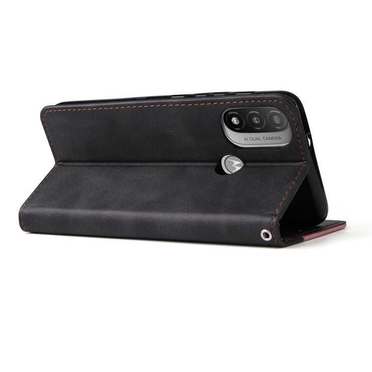 For Motorola Moto E40 / E30 / E20 Stitching-Color Flip Leather Phone Case with Holder