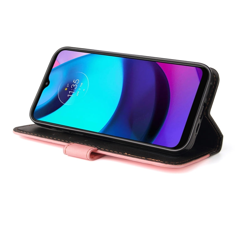 For Motorola Moto E40 / E30 / E20 Stitching-Color Flip Leather Phone Case with Holder