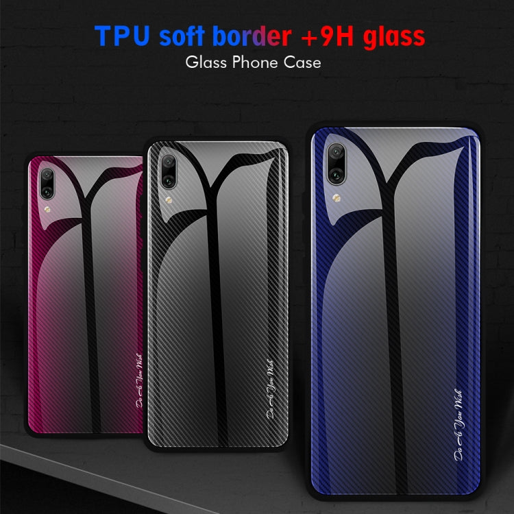 For Huawei Enjoy 9 Plus / Y9 2019 Texture Gradient Glass Protective Case