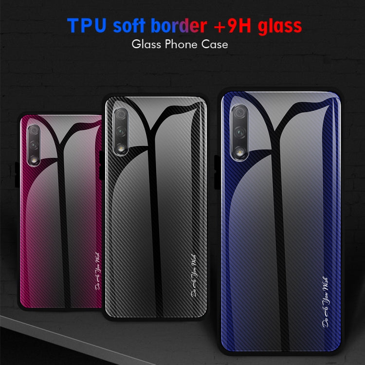 For Huawei Honor 9x Texture Gradient Glass Protective Case