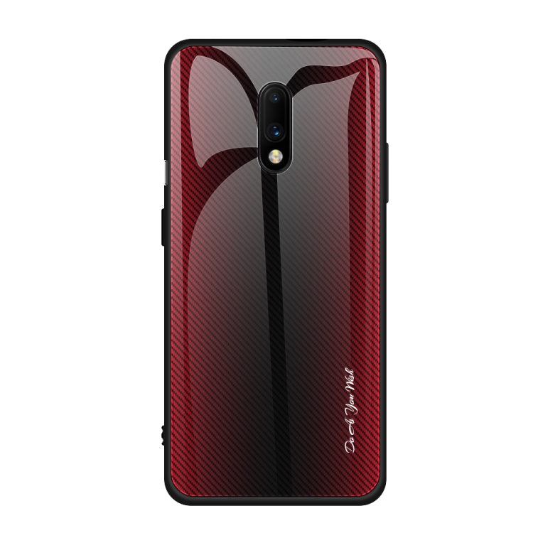 For OnePlus 7 Texture Gradient Glass Protective Case