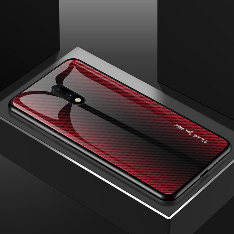 For OnePlus 7 Texture Gradient Glass Protective Case