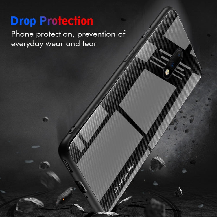 For OnePlus 7 Texture Gradient Glass Protective Case