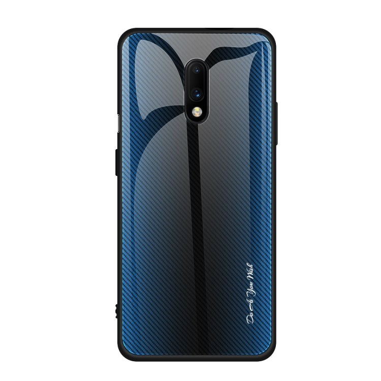 For OnePlus 7 Texture Gradient Glass Protective Case