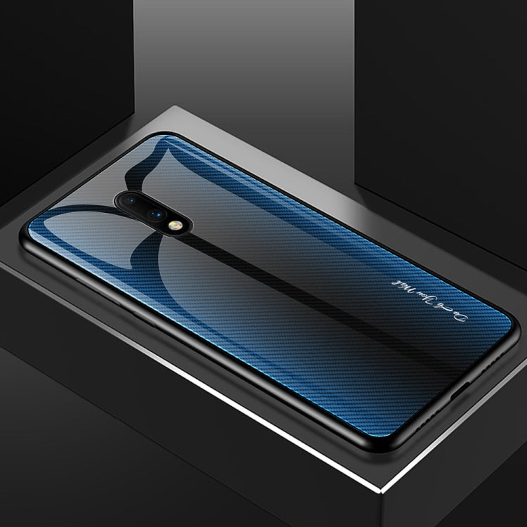 For OnePlus 7 Texture Gradient Glass Protective Case
