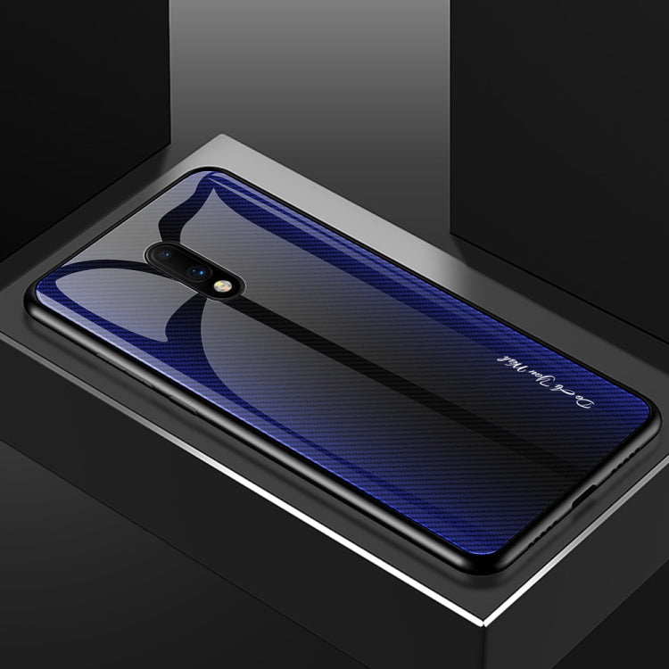 For OnePlus 7 Texture Gradient Glass Protective Case