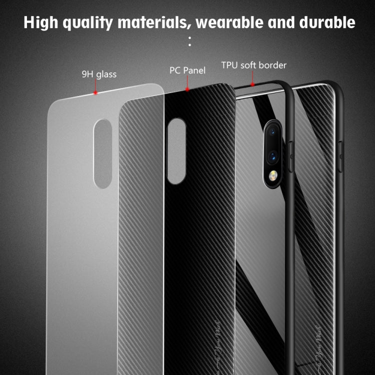 For OnePlus 7 Texture Gradient Glass Protective Case