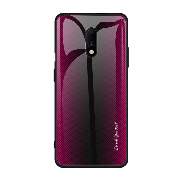 For OnePlus 7 Texture Gradient Glass Protective Case