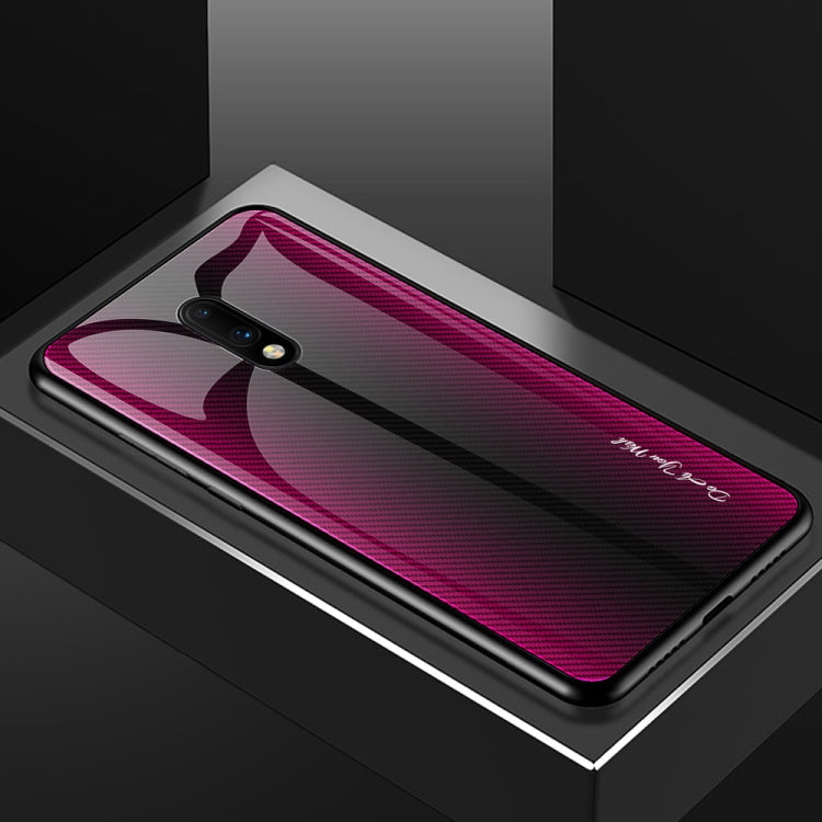 For OnePlus 7 Texture Gradient Glass Protective Case