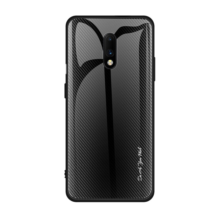 For OnePlus 7 Texture Gradient Glass Protective Case