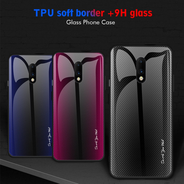 For OnePlus 7 Texture Gradient Glass Protective Case