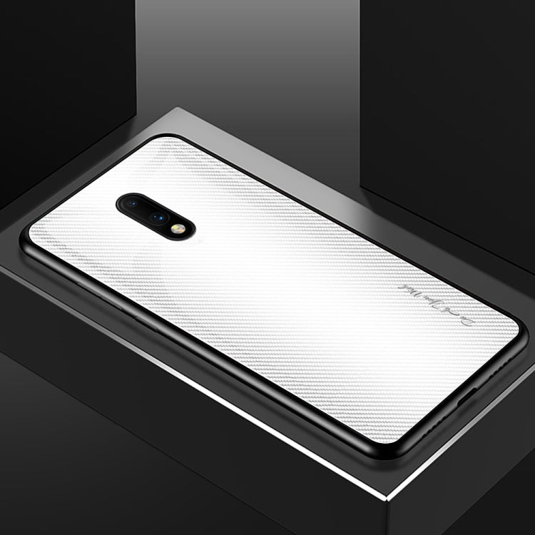 For OnePlus 7 Texture Gradient Glass Protective Case