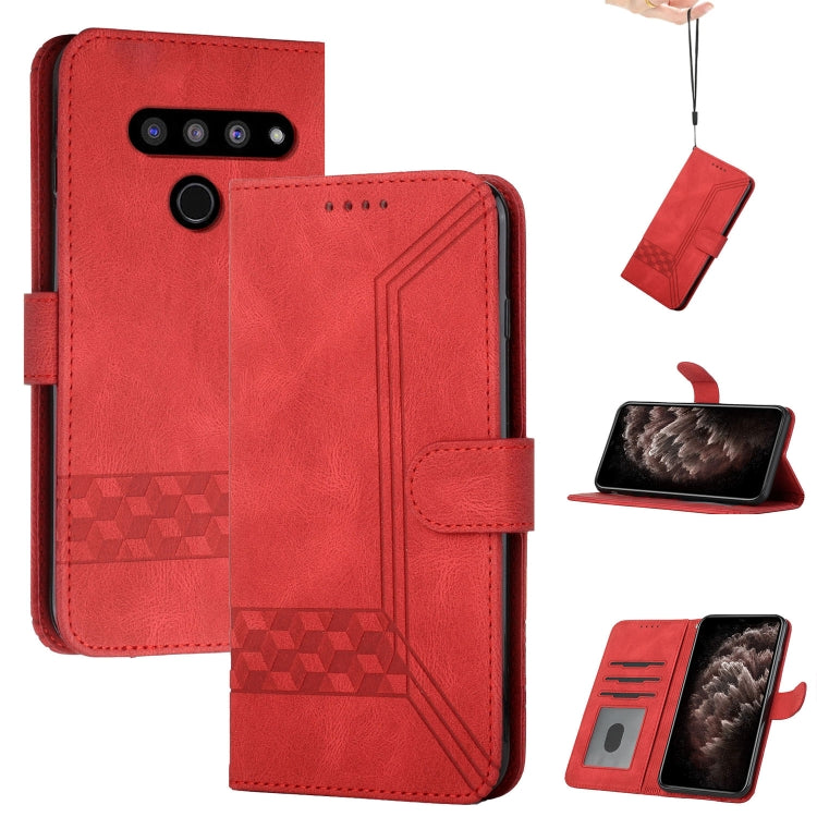 For LG V50 ThinQ 5G Cubic Skin Feel Flip Leather Phone Case