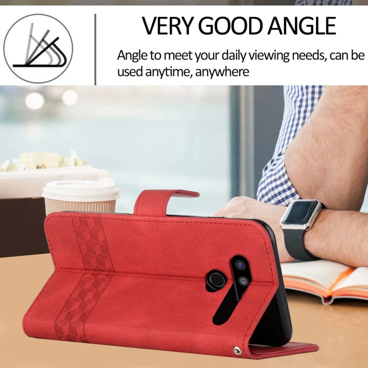 For LG V50 ThinQ 5G Cubic Skin Feel Flip Leather Phone Case